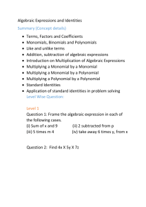 Algebraic Expressions and Identities Summary (Concept details