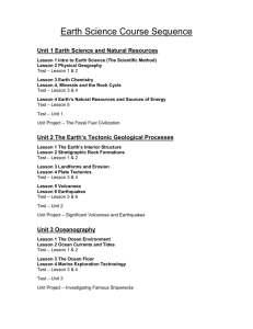 Earth Science Course Lesson Sequence 2015