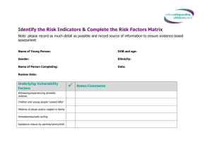 TSCB CSE Risk Indicator and Risk Factors Matrix
