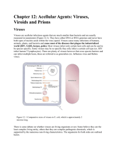 Chapter 12: Acellular Agents: Viruses, Viroids and Prions