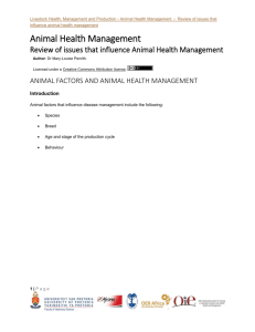 Animal factors and animal health management