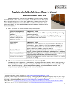 Regulations for Selling Safe Canned Foods in Missouri