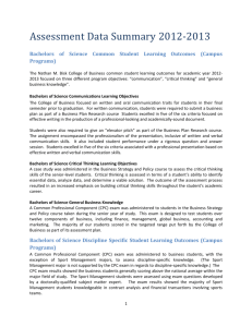 Bachelors of Science Critical Thinking Learning Objectives
