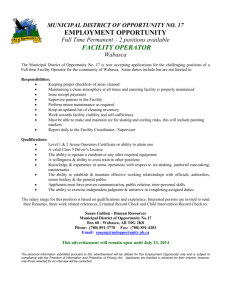 facility operator - Municipal District of Opportunity