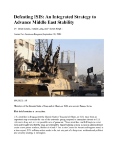 Defeating ISIS: An Integrated Strategy to Advance Middle East Stability
