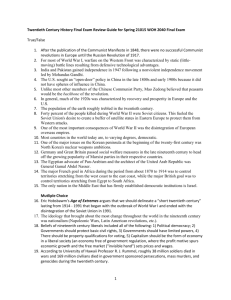 20th Century History Final Exam Study Guide Sp 2015