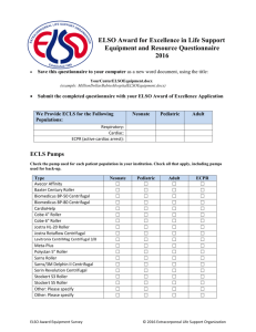 Equipment Questionnaire 2016 - Extracorporeal Life Support