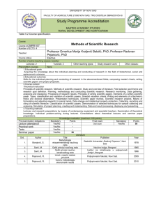 UNIVERSITY OF NOVI SAD FACULTY OF AGRICULTURE 21000