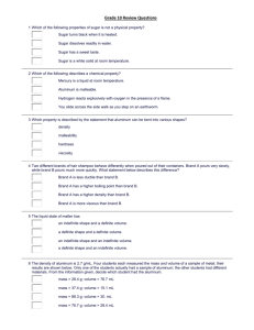 Grade 10 Review Questions 1 Which of the following properties of