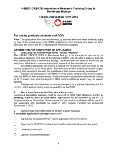 Trainee Application Form 2015 - International Research Training