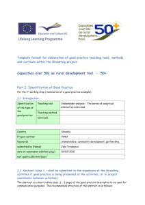 Template format for elaboration of good practice teaching