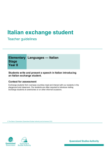 Year 8 Languages assessment teacher guidelines | Italian