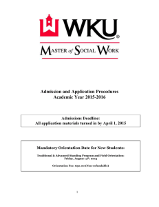 MSW Field Orientation - Western Kentucky University