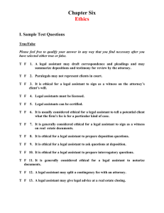 Chapter Six Ethics I. Sample Test Questions True/False Please feel