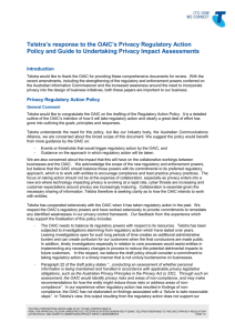 Telstra`s response to the OAIC`s Privacy Regulatory Action Policy