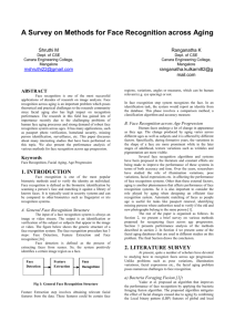 A Survey on Methods for Face Recognition across Aging
