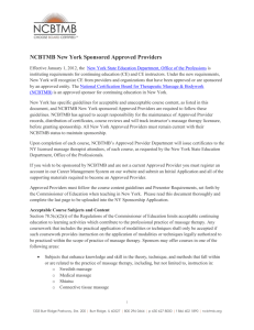 NCBTMB New York Sponsored Approved Providers