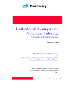 Instructional Strategies for Volunteer Tutoring