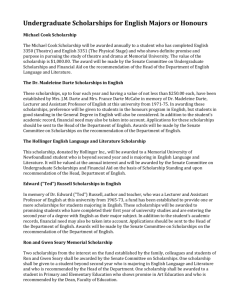 Undergrad Scholarships (English Majors and Honours)