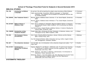Prescribed Texts for Subjects in Second Semester 2015 BIBLICAL