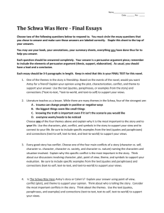 Schwa Final Essay Questions