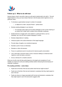 KS3 Literature module Follow up 2.1 What to do with texts