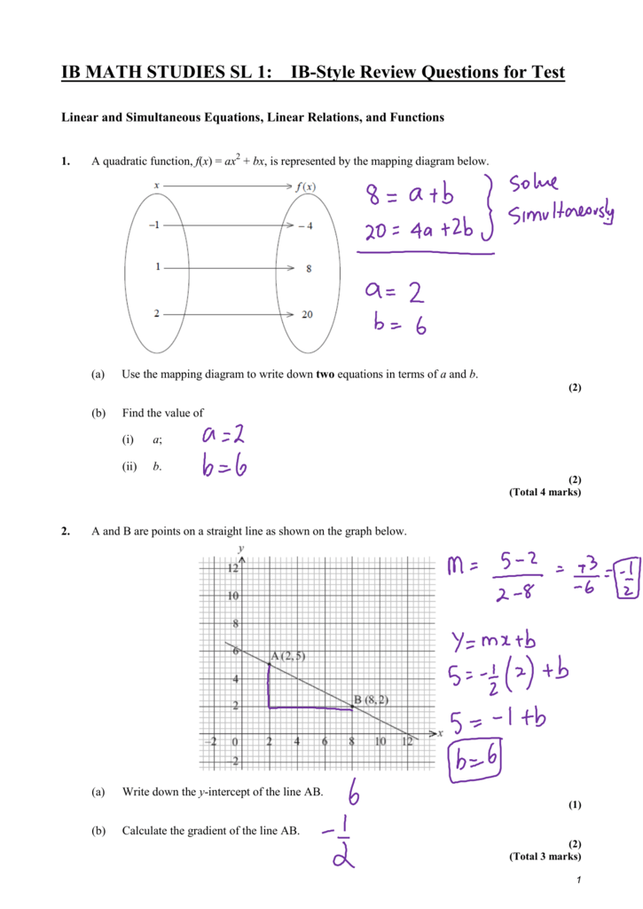 Review Test Ib Questions Solutions Linear