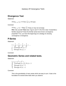 Summary Of Convergence Tests