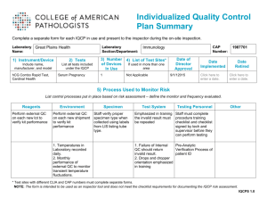 Individualized Quality Control Plan Summary