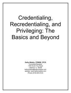Current Issues in Credentialing and Privileging