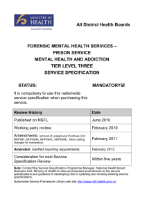 Prison Service - Nationwide Service Framework Library