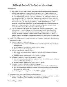 i2b2 Sample Queries for Tips, Tools and Inherent Logic
