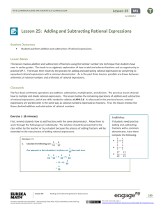 Lesson 25: Adding and Subtracting Rational Expressions