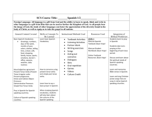 SCS Course Title: _______Spanish 1/2