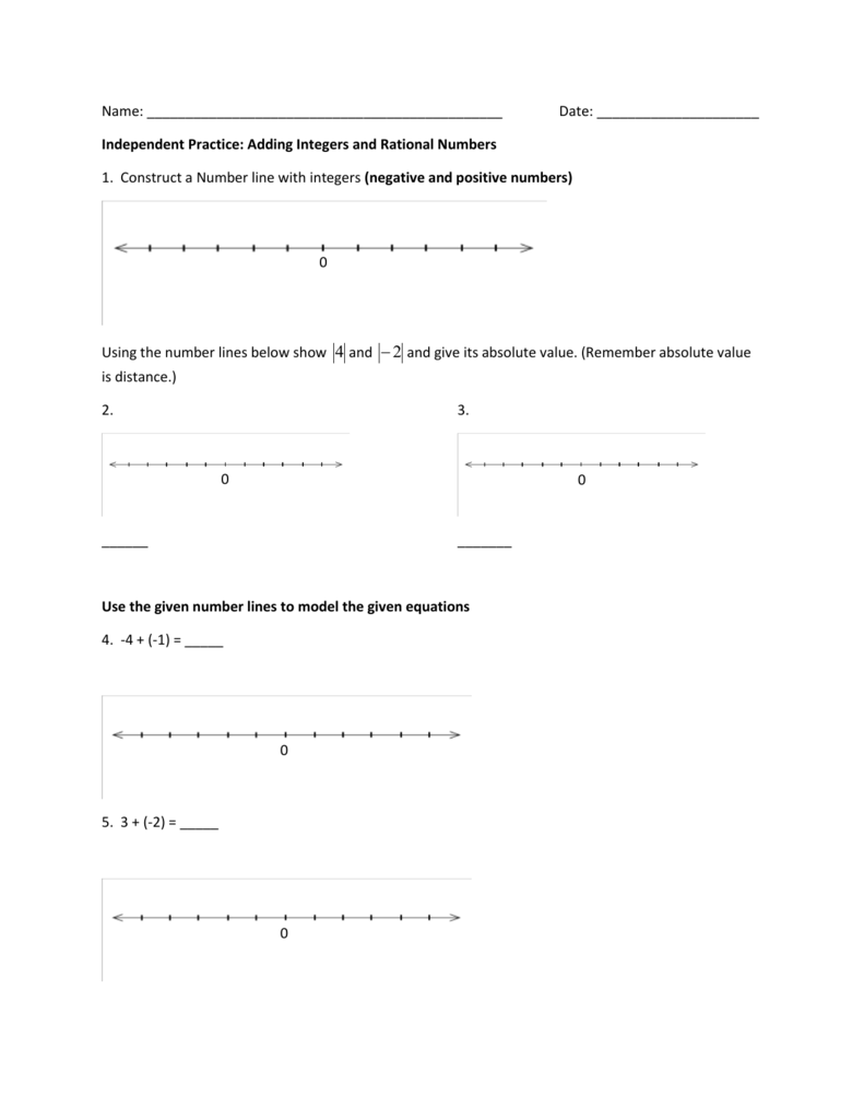 Pre Algebra Review Integers Rational Numbers Worksheet Pdf Doc