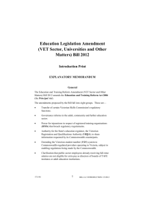 Education Legislation Amendment (VET Sector, Universities and