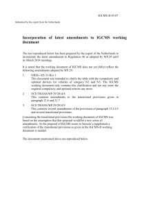 Incorporation of latest amendments to IGCMS working