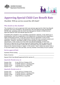 Approving Special Child Care Benefit