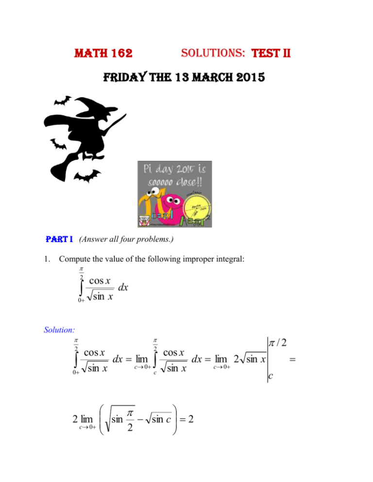 Math 162 Solutions: Test II