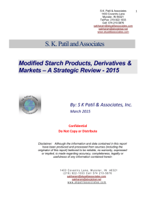 Modified Starch Products, Derivatives & Markets – A Strategic Review