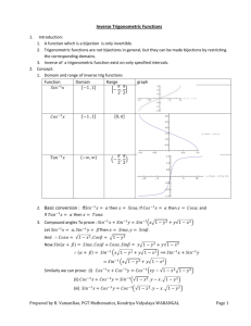 inverse trigonometric ratios - notes