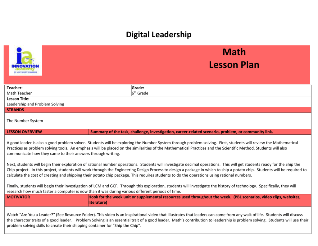 6th Math Leadership