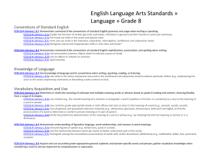 ELL Performance Task Cards Grade 8 CCSS.ELA.L.1.1