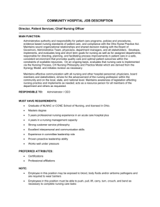 COMMUNITY HOSPITAL JOB DESCRIPTION Director, Patient