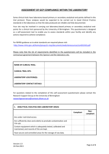 Self assessment of GCP compliance in the laboratory