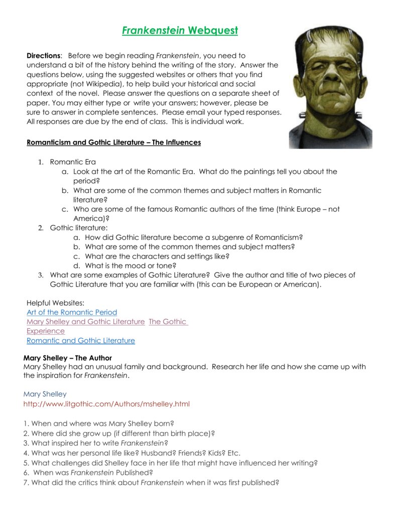 frankenstein-webquest