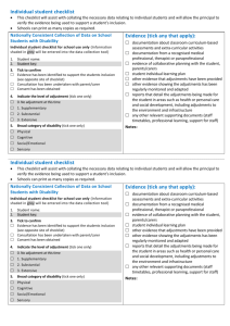 Individual student checklist