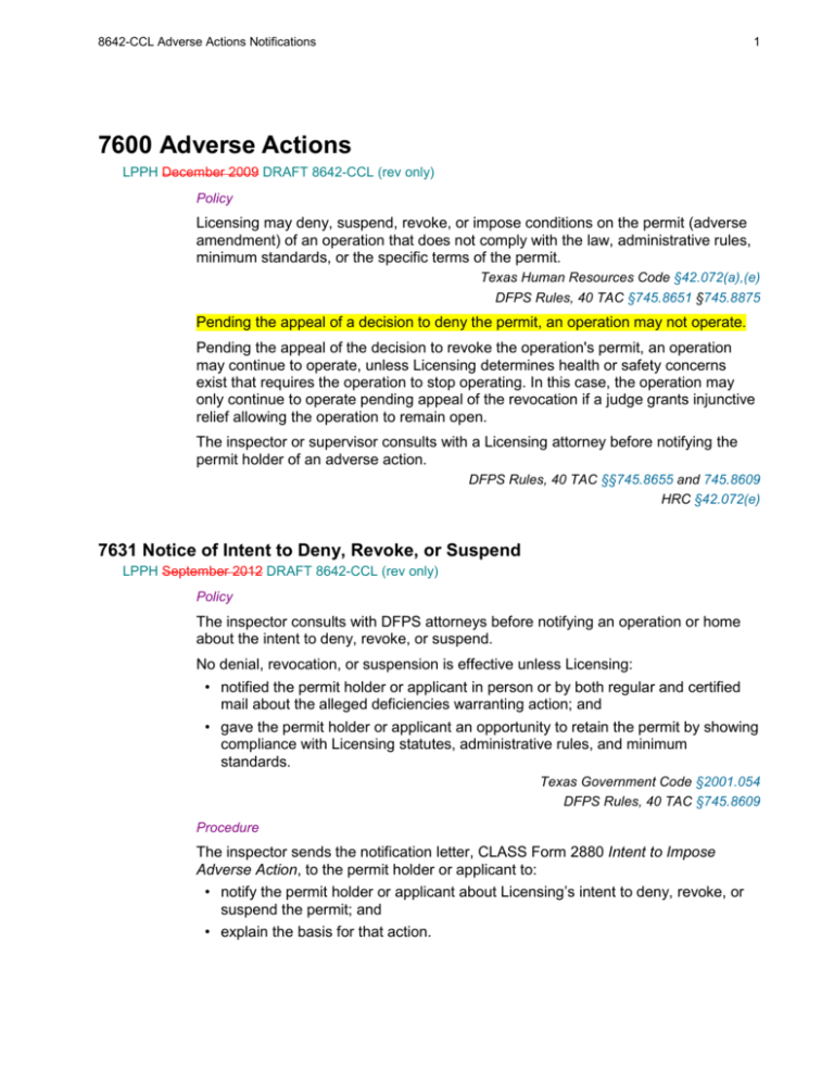 adverse actions