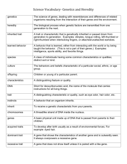 Genetics vocabulary quiz doc