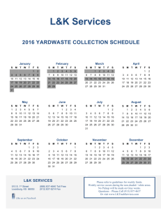 2015 Yard Waste Calendar